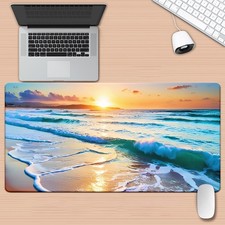 1pc Summer Beach Sunset Mousepad Printed Desk Mat with Ocean Waves & Sandy ♪ picture