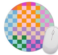 Colorful Checkered Mouse Pad Small, Retro Purple Pink Blue Green Mousepad, Cute picture
