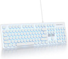 Cute Quiet Keyboard Wired Typewriter Keyboard, Light up Backlit PC Keyboards wit picture