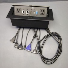 Conference Table Black Power Connectivity Box with 2 AC Power 2 RJ45 (CAT6) HDMI picture
