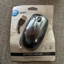 Onn Mouse Optical USB Wired 3 Button Mice Computer Laptop Netbooks M241 Black picture