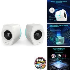 G2000 32W Computer Speakers Bluetooth USB 3.5mm AUX RGB Lights White picture