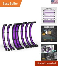 16AWG PSU Extension Kit Black Purple 300MM 24-Pin/2xEPS/3xPCIe picture