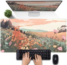 Desk Mouse Pad Large Desk Mat Botanical Flowers Mouse Mat Gaming, Extended Fl... picture