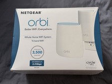NETGEAR ORBI RBK20W WHOLE HOME TRI-BAND WIFI ROUTER & PLUG IN SATELLITE. picture