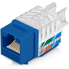Everest 45 Degree RJ45 Cat6 Keystone Jacks Slim Profile 50-Pack Blue picture