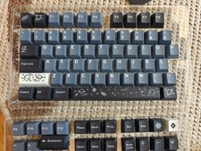 Blue grey with black and white Space themed cherry keycaps set picture