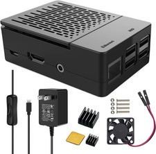 Raspberry Pi 3 Case with Fan & Microusb 5V 3A Power Supply | with Heatsinks, ON/ picture