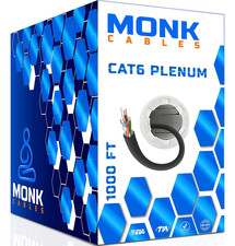 MONK CABLES | CAT6 Plenum Cable 1000Ft | UTP, 23AWG, 550Mhz | DSX-8000 Certified picture