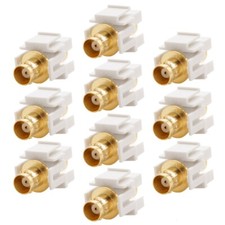 10x BNC Video Keystone Jack Coupler Coax Connector Wall Plate CCTV Camera White picture