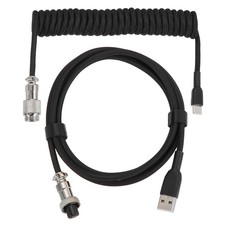 10 ft Coiled Keyboard Cable Type-C to USB Detachable Aviation Cable Black picture