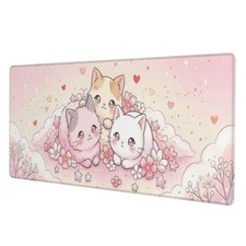Pink Cat Kawaii Gaming Mouse Pad Desk Mat picture