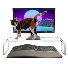 Acrylic Monitor Stand Riser Crystal Clear Monitor Riser, 21 inch large Anti Cat picture