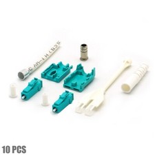 10x LC/UPC Duplex Multi-Mode Fiber Optic Pull Push Tab Connector OM3 Aqua/White picture