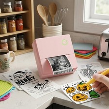 Compact PM290C Thermal Sticker Printer with 3 Paper Rolls - Ideal for Creativity picture