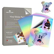 Holographic Sticker Paper 8.5'' 11'' Printable Premium Rainbow Vinyl, Waterpr... picture