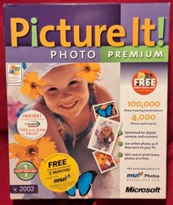 RARE New Microsoft Picture It Photo Premium 2002 Big Box PC CD-ROM picture