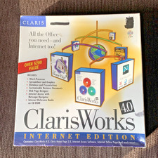 Vintage ClarisWorks v. 4.0 for Mac, Internet Edition, Old Stock; relabeled box picture