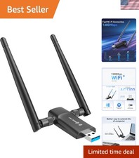 Upgrade Your Internet: 1300Mbps USB WiFi Adapter with Dual 5dBi Antennas picture