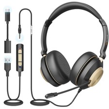 Wantek USB Headset with Microphone, Type-c/USB/3.5mm PO-WK-882FUSB-US, Black picture