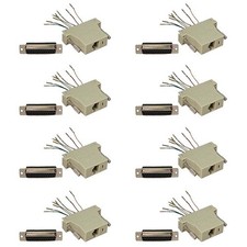 8 Pcs DB25 25Pin Female to RJ45 Female Network Adapter Connector Converter Ivory picture