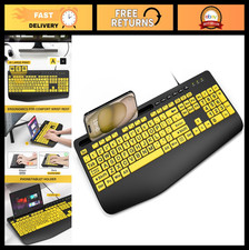 Large Print Wired Keyboard with Wrist Rest & Phone Holder - Easy Read Big Letter picture