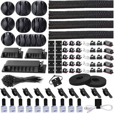 192 PCS Cable Management Kit 4 Wire Organizer Sleeve 11 Cable Holder 35Cord Clip picture