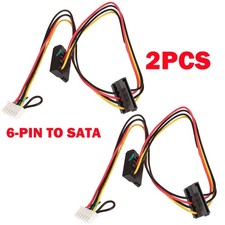 2PC 6 Pin To 2-Port HDD SATA Power Socket Cable Conector For Acer Computer NEW picture