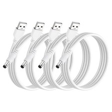 4 Pcs USB to DC Power Cable 5.5x2.5mm, 5V 1A for LED Lights, 1 M/3Ft, White picture
