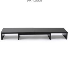 Wooden Dual Monitor Stand Risers with Length and Angle Adjustable 3 Shelf picture