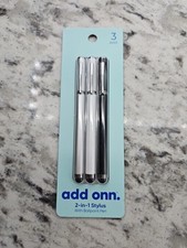 2 In 1 Stylus  With Ballpoint Pen - Onn 3 Pack 2-in-1 Stylus NEW picture