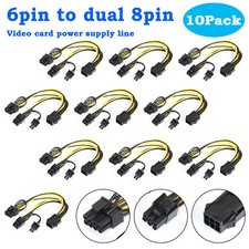 10 Pcs PCIE 6 pin Female to Dual PCI-E 8 pin (6+2) Male GPU Power Cable Splitter picture