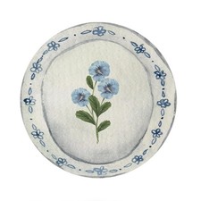 Small Round Floral Mouse Pad Blue White Office Desk Counter Mat 8.7x8.7 In picture