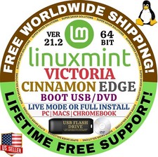 Linux MINT 21.2 USB VICTORIA Cinnamon Edge 64-Bit Live Boot, Install for MAC, PC picture