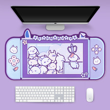 80cm*40cm Cute Big Mouse Pad Thicken Computer Non-slip Wrist Rest Purple Bunny picture