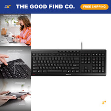 Wired Slim Cherry Stream Keyboard - Whisper Quiet Silent Keys - Black Color picture