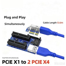 PCI-E 1x Extension Cable to PCIe Port 4x Adapter PCI-E Card Nic Dual Interface picture