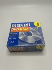 Maxell DVD-RAM Data-Video Disc Rewritable 4.7GB 2 Hours 5 Pack Sealed New picture