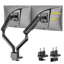 monTEK Mechanical Spring Dual Monitor Arm for 27 32 34 inch Screens Black | B... picture