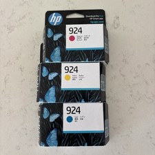 Genuine HP924 Ink Cartridges Cyan Magenta Yellow Bundle x3 New Sealed *Exp 2027* picture