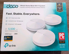 TP-LINK Deco M5 AC1300 Smart Home Mesh Wi-Fi System 3-Pack White, 2-Port TESTED picture
