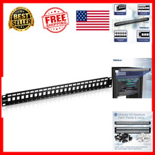 Patch Panel 24-Port Blank Keystone 1U 19 Inch Rackmount SPCC Steel Cat6 picture