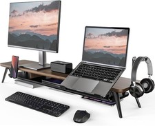 Fenge Dual Monitor Stand, Riser for 2 Monitors with 42.5 Inch, brown picture