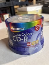 💿 Memorex Cool Colors CD-R 50 Pack 700MB 80min 48x Blank Discs Spindle ✅✅ picture