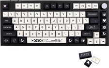 JSJT Key Caps XDA Profile Black and White Keycaps 128 Keys Pattern Set Theme picture