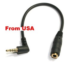 2X Stereo Jack Cables 30cm(1ft) Right Angle 4 Pole 3.5mm 1/8 Inch Male To Female picture