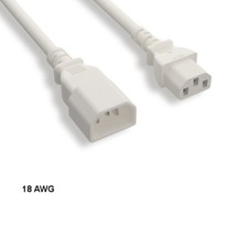 LOT 10pcs White 10ft 18AWG Color Power Cable IEC60320 C13 to IEC320 C14 10A/250V picture