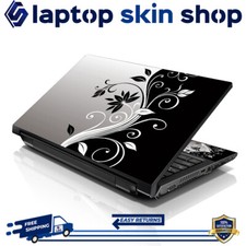 Laptop Skin Sticker Notebook Decal Cover Black Floral for Apple Asus Dell 13-16