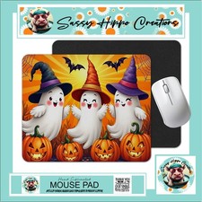 Mouse Pad Ghosts Trio Halloween Jack O Lanterns Anti Slip Easy Clean Sublimated picture