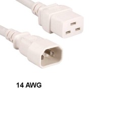 Kentek White 8ft AC Power Cable IEC-60320 C14 to C19 14 AWG 15A 250V Color-Coded picture